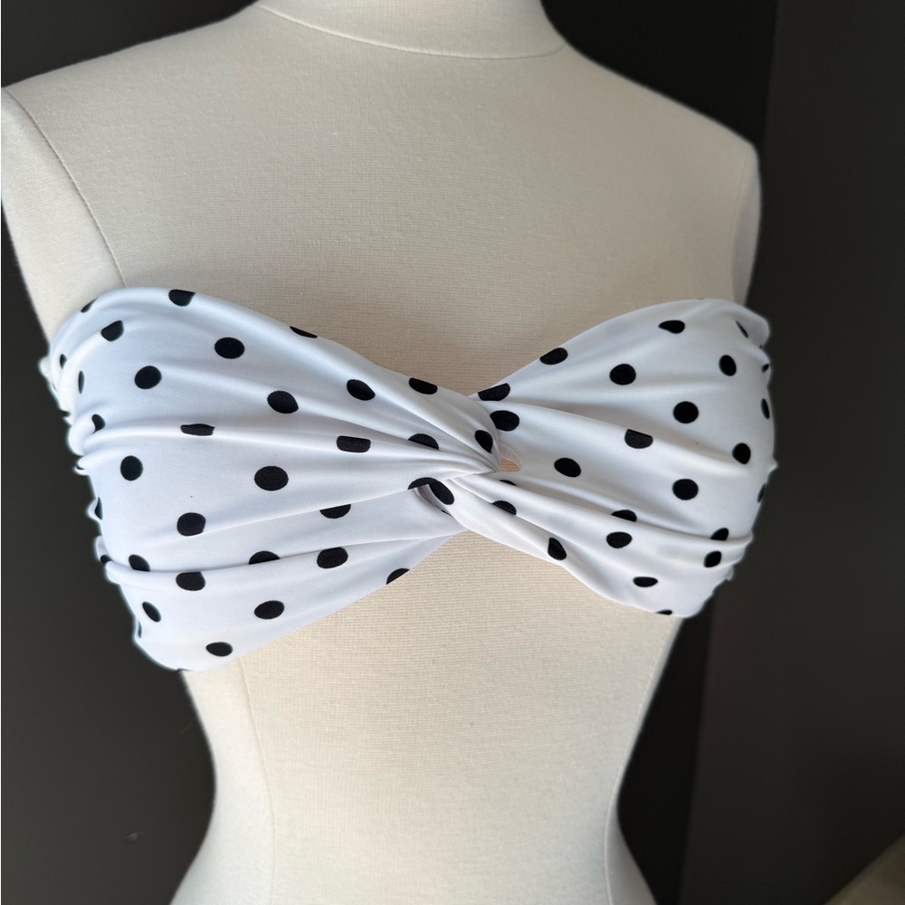 Mossimo black white polka dot bandeau bikini top strapless L